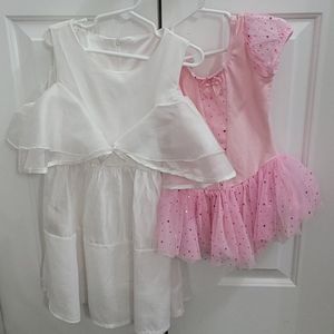 Toddler Girls 5T/6T White Dress and Pink Leotard